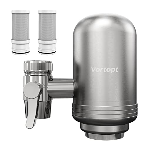 Vortopt Edelstahl-Wasserfilter für den Wasserhahn - 500 Gallonen Wasserfiltersystem für die Küche, die Badewanne, das Reduzieren von Blei, Chlor und schlechtem Geschmack, T2 (2 Filters Enthalten) von Vortopt