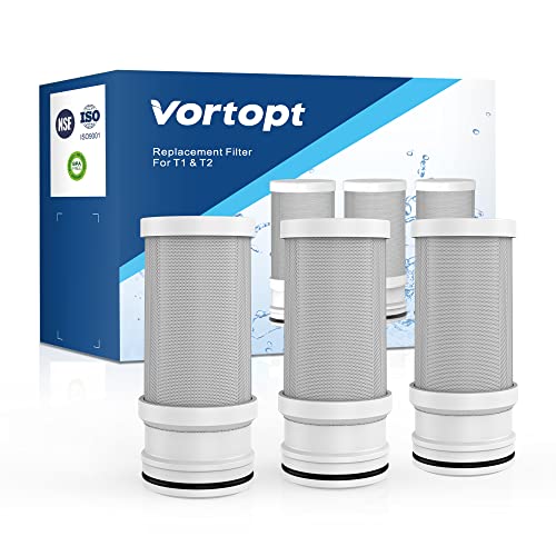 Vortopt NSF-zertifizierter Ersatz für T1-ACF/T2-ACF Wasserhahnwasser, 3–6 Monate Lebensdauer, reduziert Chlor, Geschmack und Geruch, T1/T2-Filter (3 Stück) von Vortopt