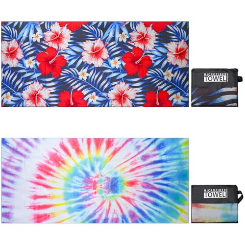 Strandtuch Mikrofaser Schnelltrocknend Groß Strandtücher Leichtes Weiches Sandfrei Strandhandtuch Badetuch Strand Beach Towel mit Netzbeutel 80×180cm Tropische Blumen + Bunte Batikfärbung 2PC Strandtuch Mikrofaser Schnelltrocknend Groß Strandtücher Leichtes Weiches Sandfrei Strandhandtuch Badetuch Strand Beach Towel mit Netzbeutel 80×180cm Tropische Blumen + Bunte Batikfärbung 2PC von Vorvowry