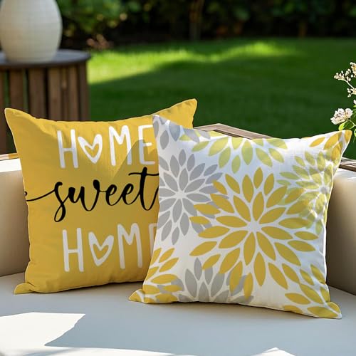 Vorysum 2er Set Kissenbezüge 45x45 cm Gelb Dahlien Outdoor Kissen Modern Kissenbezug Blumen Dekorative Sofakissen Samt Optik für Garten Sofa Wohnzimmer Bett Doppelseitiges Muster Vorysum 2er Set Kissenbezüge 45x45 cm Gelb Dahlien Outdoor Kissen Modern Kissenbezug Blumen Dekorative Sofakissen Samt Optik für Garten Sofa Wohnzimmer Bett Doppelseitiges Muster von Vorysum