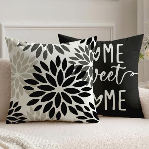 Vorysum 2er Set Kissenbezüge 45x45 cm Schwarz Dahlien Outdoor Kissen Modern Kissenbezug Blumen Dekorative Sofakissen Samt Optik für Garten Sofa Wohnzimmer Bett Doppelseitiges Muster Vorysum 2er Set Kissenbezüge 45x45 cm Schwarz Dahlien Outdoor Kissen Modern Kissenbezug Blumen Dekorative Sofakissen Samt Optik für Garten Sofa Wohnzimmer Bett Doppelseitiges Muster von Vorysum