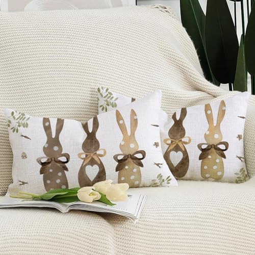 Vorysum 2er Set Ostern Kissenbezug 30x50 cm Kaninchen Osterdeko Sofakissen Geschenk Blumen Karotte Kissenbezüge Frühling Kissenhüllen Deko Urlaubsparty Picknick Outdoor Garten von Vorysum