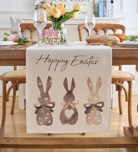 Vorysum Hasen Karotten Ostern Tischläufer Modern Tischläufer Ostertischläufer Waschbar Frühling Küche Esstisch Dekoration für drinnen und draußen Urlaub Party Wohnzimmer Dekor 40 x 140 cm von Vorysum