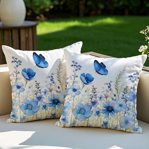 Vorysum Kissenbezug 40x40 cm Outdoor wasserabweisend doppelseitiges Blumen-Design mit Schmetterlingen für Terrasse Strandfest – Blau 40x40 cm 2er Set Vorysum Kissenbezug 40x40 cm Outdoor wasserabweisend doppelseitiges Blumen-Design mit Schmetterlingen für Terrasse Strandfest – Blau 40x40 cm 2er Set von Vorysum