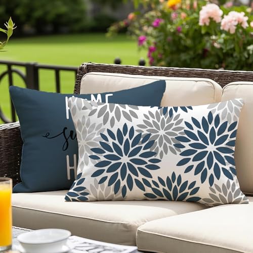 Vorysum Outdoor Kissen 30x50 cm 2er Set Dunkelblau Modern Kissenbezüge Dahlien Kissenbezug Blumen Dekorative Sofakissen Samt Optik für Garten Sofa Wohnzimmer Bett Doppelseitiges Muster Vorysum Outdoor Kissen 30x50 cm 2er Set Dunkelblau Modern Kissenbezüge Dahlien Kissenbezug Blumen Dekorative Sofakissen Samt Optik für Garten Sofa Wohnzimmer Bett Doppelseitiges Muster von Vorysum