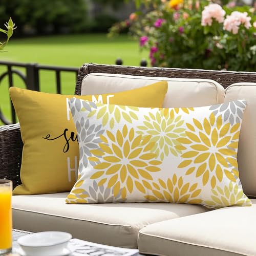 Vorysum Outdoor Kissen 30x50 cm 2er Set Gelb Modern Kissenbezüge Dahlien Kissenbezug Blumen Dekorative Sofakissen Samt Optik für Garten Sofa Wohnzimmer Bett Doppelseitiges Muster Vorysum Outdoor Kissen 30x50 cm 2er Set Gelb Modern Kissenbezüge Dahlien Kissenbezug Blumen Dekorative Sofakissen Samt Optik für Garten Sofa Wohnzimmer Bett Doppelseitiges Muster von Vorysum