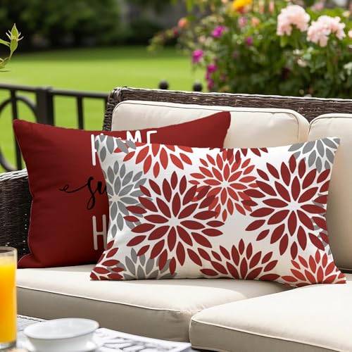 Vorysum Outdoor Kissen 30x50 cm 2er Set Rot Modern Kissenbezüge Dahlien Kissenbezug Blumen Dekorative Sofakissen Samt Optik für Garten Sofa Wohnzimmer Bett Doppelseitiges Muster Vorysum Outdoor Kissen 30x50 cm 2er Set Rot Modern Kissenbezüge Dahlien Kissenbezug Blumen Dekorative Sofakissen Samt Optik für Garten Sofa Wohnzimmer Bett Doppelseitiges Muster von Vorysum