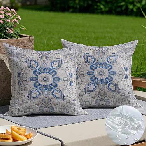 Vorysum Outdoor Kissen Wetterfest 50x50 cm Boho Dekokissen Vintage Kissenbezüge Sommer Abstrakte Kissenhülle Kunst Sofakissen Modern Zierkissenbezüge für Wohnzimmer Garten Couch 2er Set von Vorysum