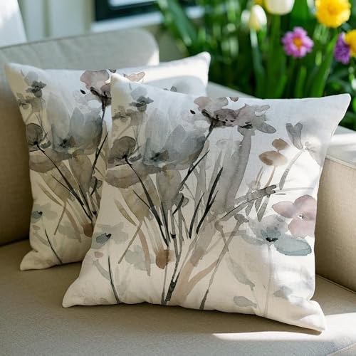 Vorysum Outdoor Kissen Wetterfest Kissenbezug 45x45 cm Sommer Dekokissen Retro Sofakissen Blumen Kissenbezüge Dekorativ Kissenhülle aus Polyster für Garten Sofa Wohnzimmer Bett 2er Set von Vorysum