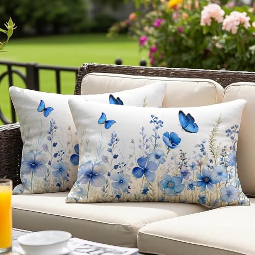 Vorysum Outdoor Kissenbezug 30x50 cm wasserdicht windfest doppelseitig Blumen Schmetterling Muster für Garten Pool Strand Sommerdekor – Blau 30x50 cm 2er Set Vorysum Outdoor Kissenbezug 30x50 cm wasserdicht windfest doppelseitig Blumen Schmetterling Muster für Garten Pool Strand Sommerdekor – Blau 30x50 cm 2er Set von Vorysum