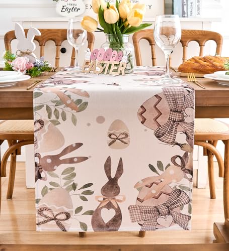 Vorysum Tischläufer Modern Hase Tischläufer Blumen Ostereier Frühling Ostertischläufer Esstisch Ostern Tischdeko Blume Festliche Tischmatten Läufer Set Für Esstisch Party 40 x 140 cm von Vorysum