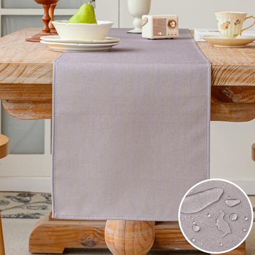 Vorysum Tischläufer Modern Tischläufer Wasserabweisend Leinen，Tischläufer Abwaschbar，Dekoration Tischdecke Outdoor Sommer Garten für Hochzeit Esszimmer Party Urlaub (Beige, 40 x 140 cm) von Vorysum