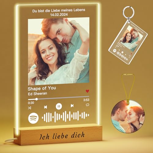 Voryusmer Spotify Glas Personalisiert mit Foto LED - Pärchen Geschenke Valentinstag für Ihn Sie - Personalisierte Geschenke für Partner Jahrestag von Voryusmer