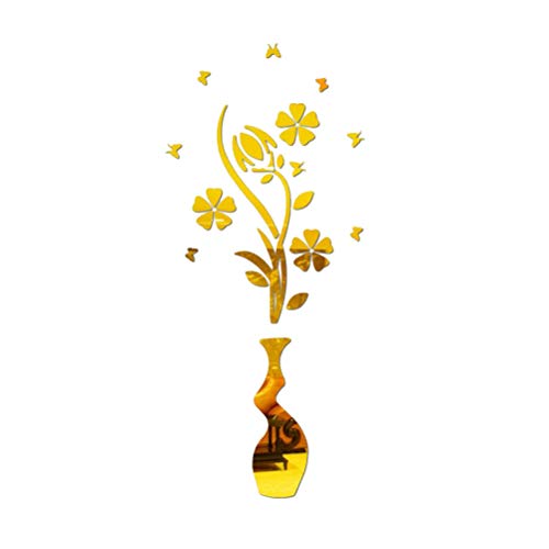 3D Acryl Wandaufkleber und Vase Spiegel Aufkleber Wandtattoos (Golden) von VOSAREA