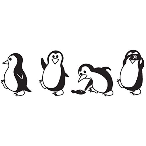 Wandaufkleber Pinguin Niedliche Wandtattoo Kinderzimmer Pinguin Wandaufkleber Kühlschrank Aufkleber Vinyl Wandtattoo für Home Speisesaal, 57x18,5 cm von VOSAREA