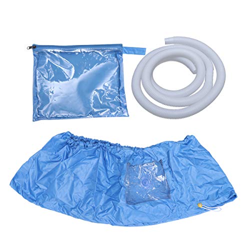 Abdeckung Klimaanlage Wasserdichter Abdeckung Waschen Protector für Klimaanlage Frontlader Wärmepumpentrockner Blau (mittlerer Reinigungsdeckel + 2 m transparentes Rohr) von VOSAREA