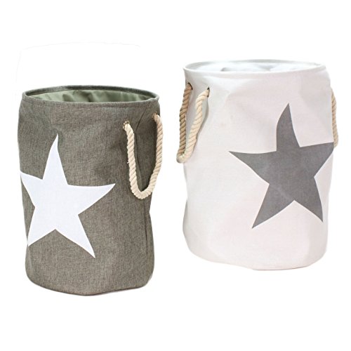 2er Set Wäschesäcke Wäschekörbe "Star" Sterne im Vintage Look Grau & Weiß 2er Set Wäschesäcke Wäschekörbe "Star" Sterne im Vintage Look Grau & Weiß von Voß_1