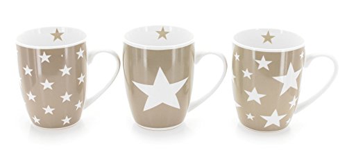 Kaffeebecher 3er-Set STARS taupe von Voß_1