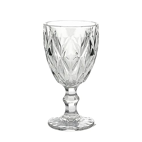 Weinglas BASIC transparent klar Trinkglas Weinkelch mit Rautenmuster Retro von Voß_1