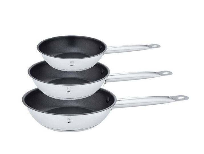 Gustav Voss Pfannen-Set Bratpfannenset Bratpfannen SEVILLA Pfanne, Edelstahl (Induktionsbratpfannen-Set, 3-tlg., Pfannenset 20 + 24 + 28 cm) von Voss-Möbel