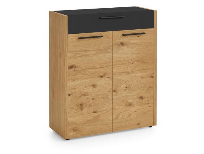Kommode LEVIO 86 x 103 x 37 cm Eiche/Lack matt schwarz Kommode LEVIO 86 x 103 x 37 cm Eiche/Lack matt schwarz von Voss-Möbel