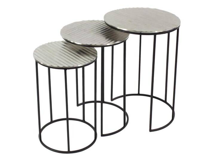 Voss Design »Round« Beistelltisch 3-tlg. Set silber/schwarz von Voss-Möbel