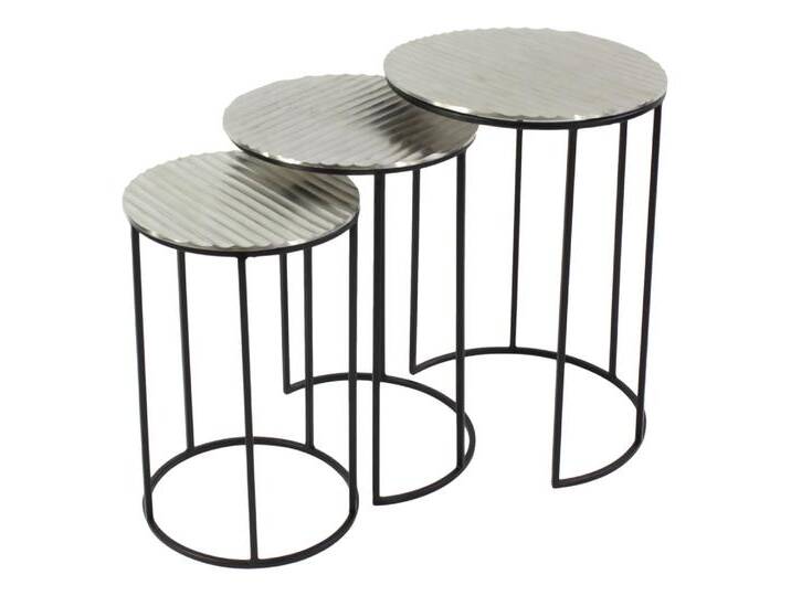 Voss Design »Round« Beistelltisch 3-tlg. Set silber/schwarz Voss Design »Round« Beistelltisch 3-tlg. Set silber/schwarz von Voss-Möbel