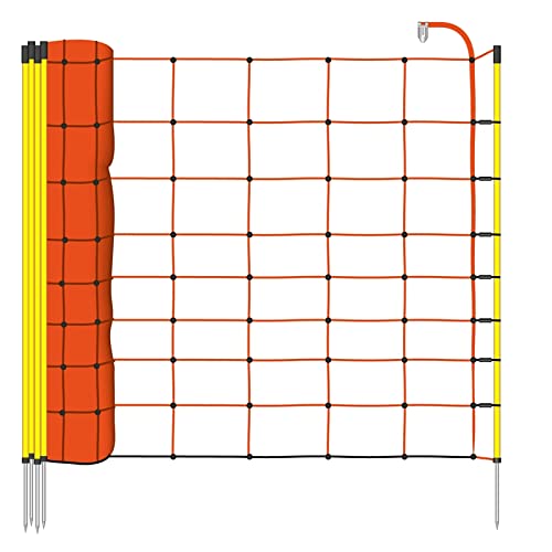 VOSS.farming Schafzaun 50 m 90 cm 14 Pfähle wahlweise 1 oder 2 Spitzen Elektrozaunnetz Schafnetz Weidezaunnetz von VOSS.farming