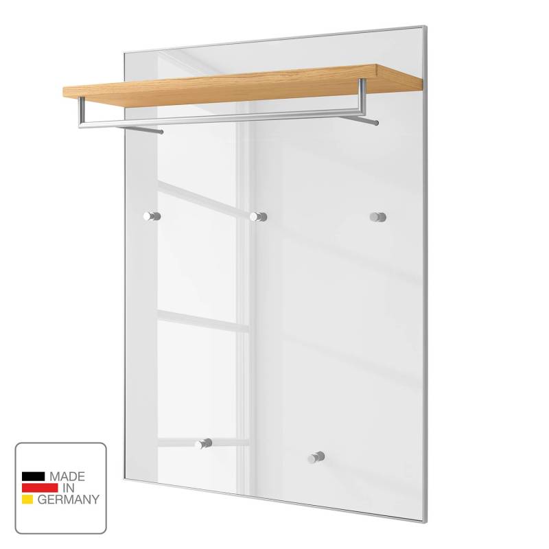 home24 Garderobenpaneel IV 80 x 109 x 27cm Weiß/Weiß/Eiche Bianco von home24
