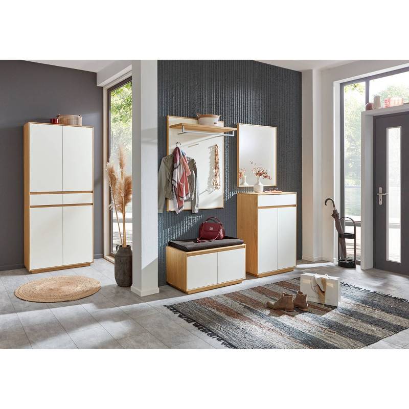 home24 Schuhschrank V100 86 x 193 x 37cm Weiß/Weiß von home24