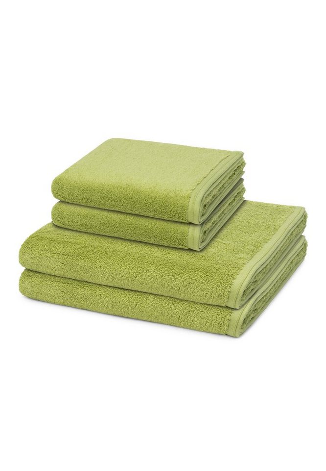 Vossen Handtuch Set 4er Pack Vegan Life, Walkfrottee (Spar-Set, 4-St), 2 X Handtuch 2 X Duschtuch im Set - Baumwolle von Vossen