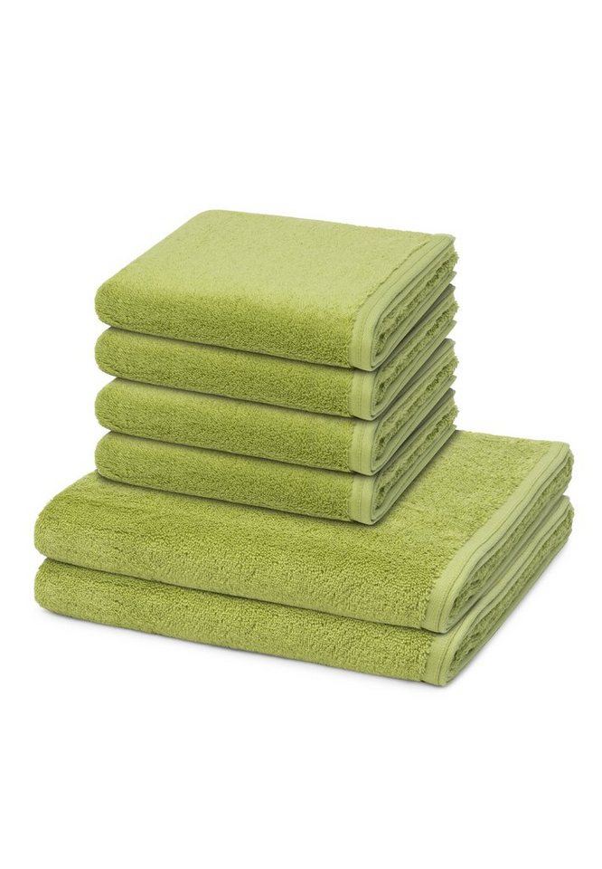 Vossen Handtuch Set 6er Pack Vegan Life, Walkfrottee (Spar-Set, 6-St), 4 X Handtuch 2 X Duschtuch im Set - Baumwolle von Vossen