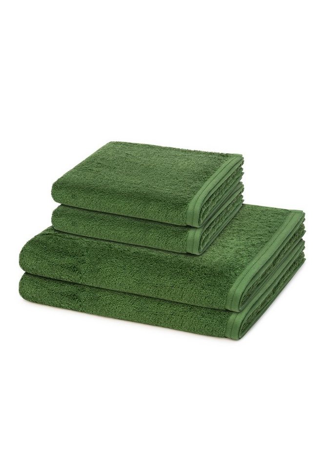 Vossen Handtuch Set Vegan Life, Walkfrottee (Spar-Set, 4-St), 2 X Handtuch 2 X Duschtuch im Set - Baumwolle von Vossen