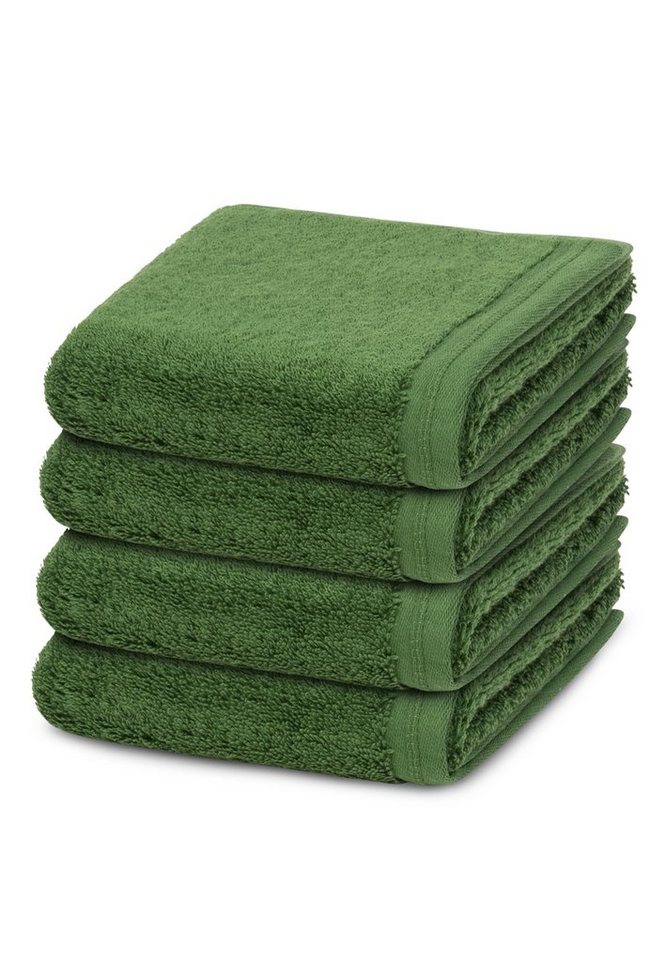 Vossen Handtuch Set Vegan Life, Walkfrottee (Spar-Set, 4-St), 4 X Gästetuch im Set - Baumwolle - Zertifiziert vegane Herstellung von Vossen