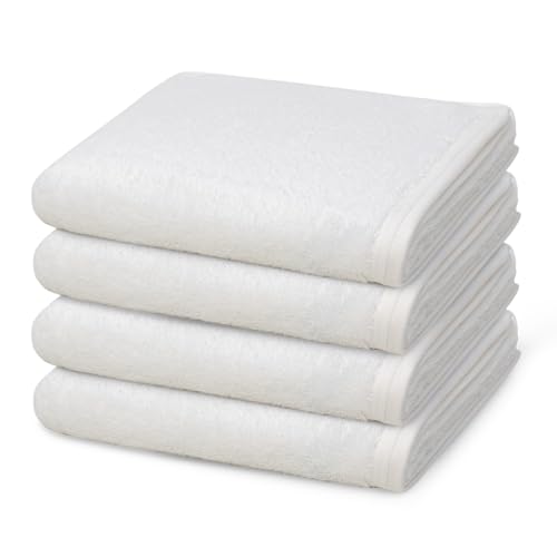 Vossen - 4 teiliges Frottier-Set - Vegan Life (4 X Handtuch im Set) - 580 g/m2 - Baumwolle - Frottee - saugstark - weich und flauschig - Weiß von Vossen