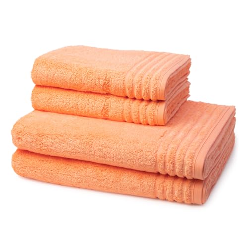 Vossen - Vienna Style Supersoft - 2 X Handtuch 2 X Duschtuch - Im Set - Baumwolle - extrem flauschig (4er Set Apricot) von Vossen