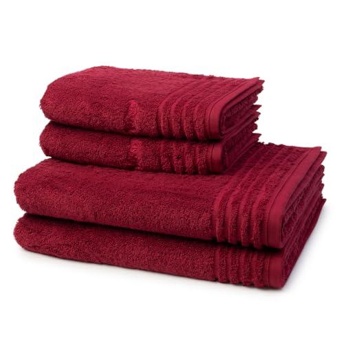 Vossen - 4 teiliges Frottier-Set - Vienna Style Supersoft (2 X Handtuch 2 X Duschtuch im Set) - 620 g/m2 - Baumwolle - Frottee - saugstark - weich und flauschig - Rubin von Vossen