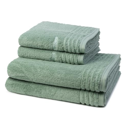 Vossen - Vienna Style Supersoft - 2 X Handtuch 2 X Duschtuch - Im Set - Baumwolle - extrem flauschig (4er Set Soft Green) von Vossen