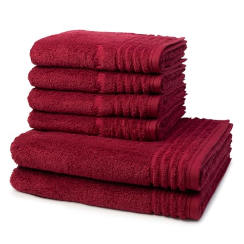 Vossen - 6 teiliges Frottier-Set - Vienna Style Supersoft (4 X Handtuch 2 X Duschtuch im Set) - 620 g/m2 - Baumwolle - Frottee - saugstark - weich und flauschig - Rubin von Vossen