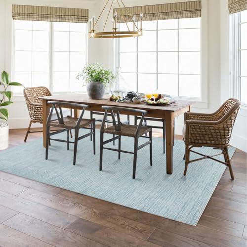 Vossfamul Area Rugs Teppiche für Wohnzimmer, moderner Streifen-Stil, niedriger Flor, rutschfest, waschbar, ultradünn, Niederflor-Teppich, Schlafzimmer, Büro, Blau Vossfamul Area Rugs Teppiche für Wohnzimmer, moderner Streifen-Stil, niedriger Flor, rutschfest, waschbar, ultradünn, Niederflor-Teppich, Schlafzimmer, Büro, Blau von Vossfamul
