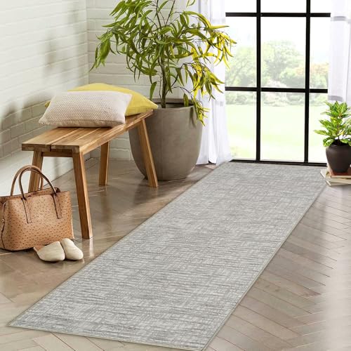 Vossfamul Teppich, Teppich, Wohnzimmerteppich, moderner Streifen-Stil, Niederflor-Teppiche für Schlafzimmer, Eingangsbereich, Büro, Esstisch, Grau von Vossfamul