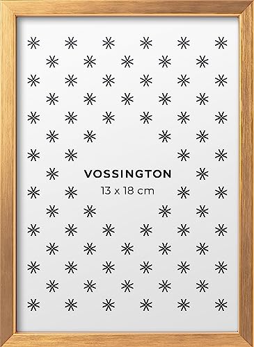 Vossington Bilderrahmen 13x18 Gold (Altgold) - Metall - Modernes und schmales Design - Fotorahmen - Mini - Klein - Rahmen für 1 Foto im Format 13 x 18 cm (18x13 cm) von Vossington