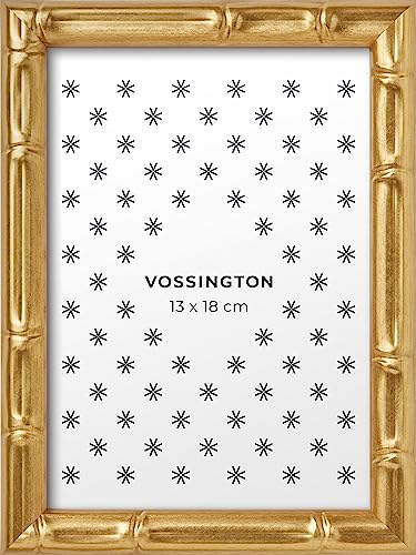 Vossington Bilderrahmen 13x18 Gold - Bambus - Modernes Design aus Bambusimitat - Fotorahmen - Mini - Klein - Rahmen für 1 Foto im Format 13 x 18 cm (18x13 cm) von Vossington