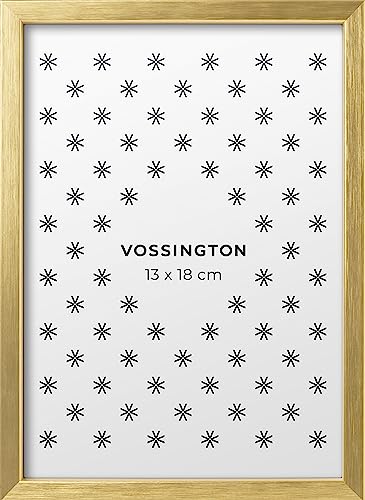 Vossington Bilderrahmen 13x18 Gold - Metall - Modernes und schmales Design - Fotorahmen - Mini - Klein - Rahmen für 1 Foto im Format 13 x 18 cm (18x13 cm) von Vossington