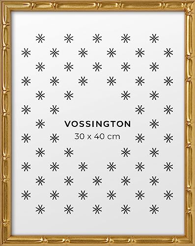 Vossington Bilderrahmen 30x40 Gold - Bambus - Modernes Design aus Bambusimitat - Rahmen für 1 Bild, Foto, Poster oder Puzzle im Format 30 x 40 cm (40x30 cm) von Vossington