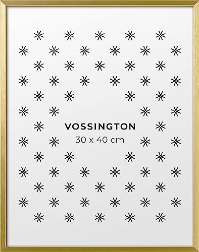 Vossington Bilderrahmen 30x40 Gold - Metall - Modernes und schmales Design - Rahmen für 1 Bild, Foto, Poster oder Puzzle im Format 30 x 40 cm (40x30 cm) von Vossington