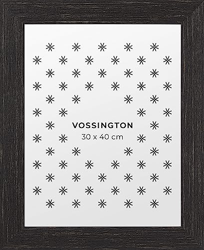 Vossington Bilderrahmen 30x40 Schwarz - Vintage - Rustikaler Charakter und Charme - Künstliche Holzmaserung - Rahmen für 1 Bild, Foto, Poster oder Puzzle im Format 30 x 40 cm (40x30 cm) von Vossington