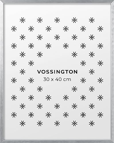 Vossington Bilderrahmen 30x40 Silber - Metall - Modernes und schmales Design - Rahmen für 1 Bild, Foto, Poster oder Puzzle im Format 30 x 40 cm (40x30 cm) von Vossington