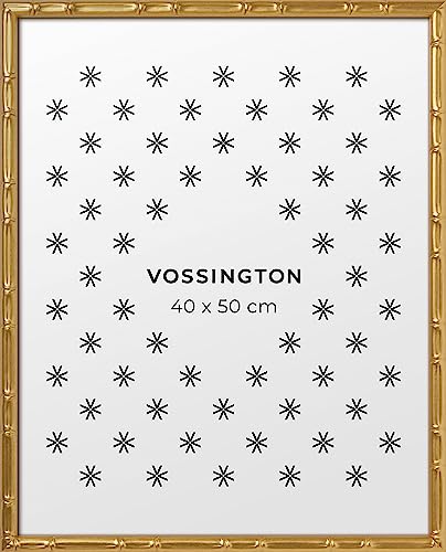 Vossington Bilderrahmen 40x50 Gold - Bambus - Modernes Design aus Bambusimitat - Rahmen für 1 Bild, Foto, Poster oder Puzzle im Format 40 x 50 cm (50x40 cm) von Vossington