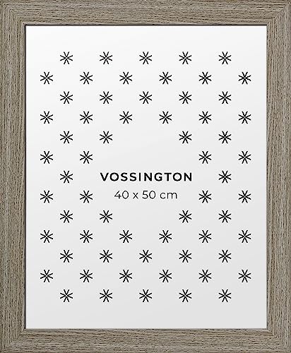 Vossington Bilderrahmen 40x50 Grau - Vintage - Rustikaler Charakter und Charme - Künstliche Holzmaserung - Rahmen für 1 Bild, Foto, Poster oder Puzzle im Format 40 x 50 cm (50x40 cm) von Vossington